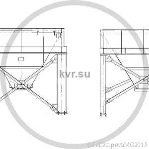 Чертеж бункера угля вид спереди