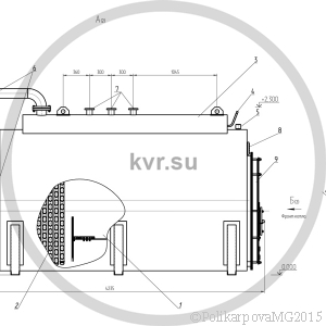 Чертеж парогенератора 1000 кг на угле. Вид 2