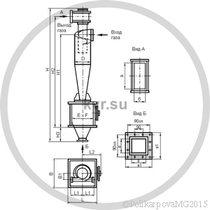 Чертеж циклона ЦН-15-1000-1УП