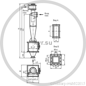 Чертеж циклона ЦН-15-300-1УП