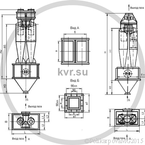 Чертеж циклона ЦН-15-300-2СП