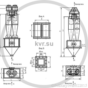 Чертеж циклона ЦН-15-300-2УП