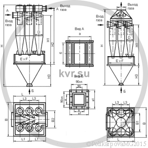 Чертеж циклона ЦН-15-500-6СП