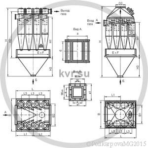 Чертеж циклона ЦН-15-500-8СП