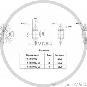 Чертеж звездочки Т 91.02.002